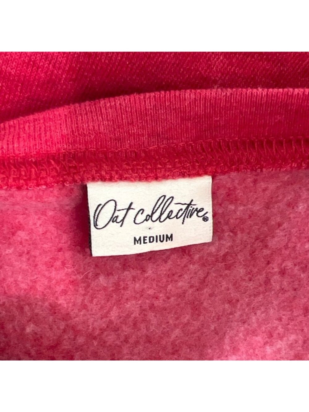 OAT COLLECTIVE Merry Holiday Fleece Lined Sweatshirt in Washed Red Sz M NWOT - Picture 4 of 5